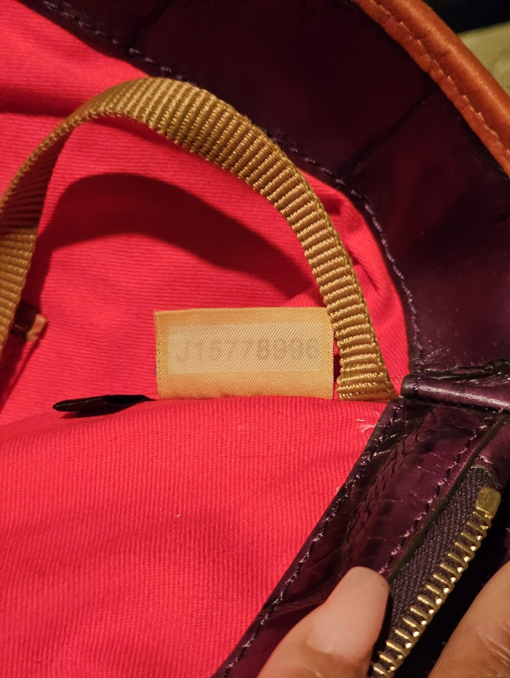 Dooney & Bourke Purple Croc-Embossed Tote with Brown Trim. Comes With dust bag. - Picture 8 of 13